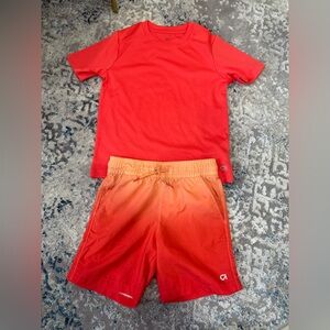 Red Athletic T-Shirt and Shorts Set